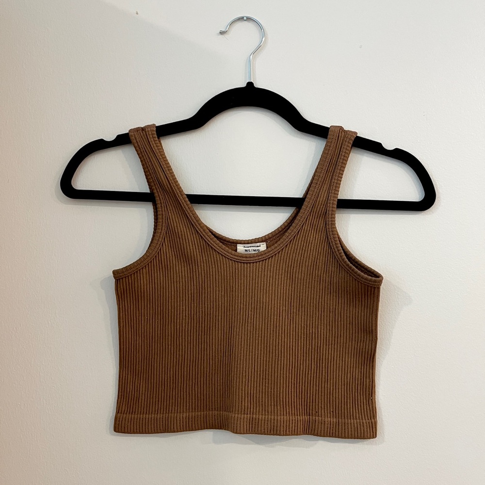 Cotton On Brown Fitted Crop Tank Top